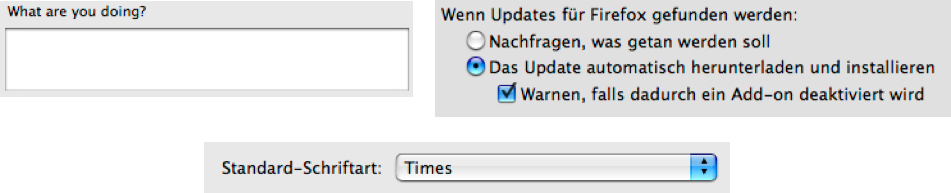 Beispiele für alle anderen Standard-Formularelemente